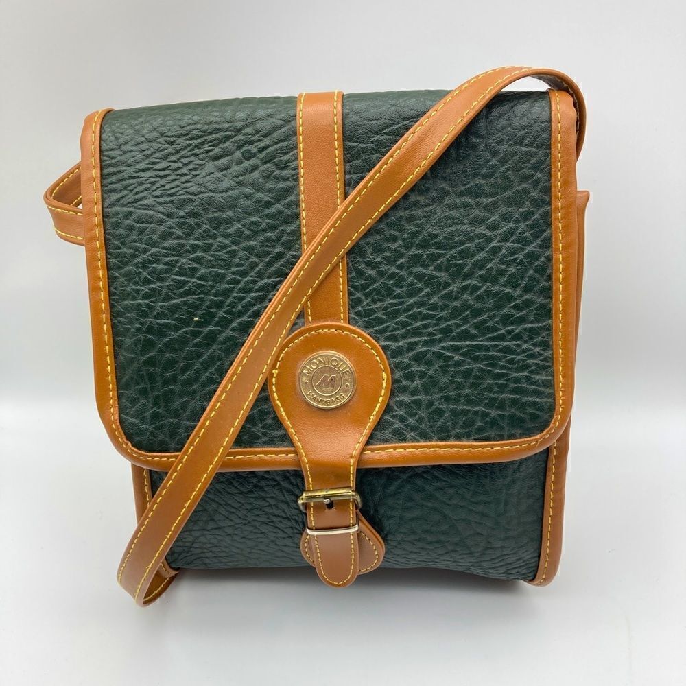 Monique Handbags Leather Green Dark/Brown Crossbody‎